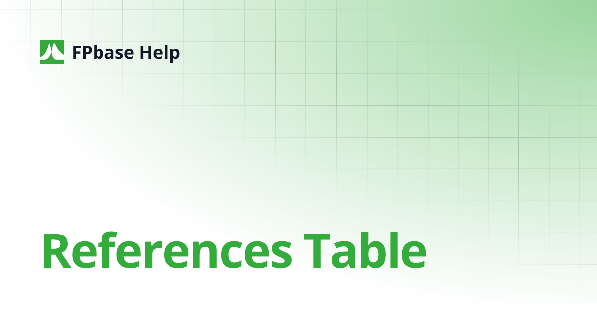 References Table | FPbase Help